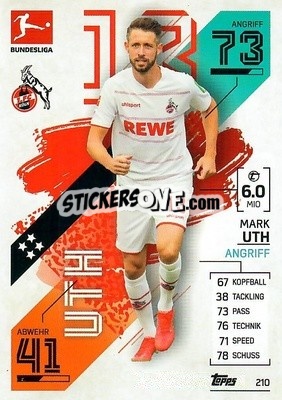 Sticker Mark Uth - German Fussball Bundesliga 2021-2022. Match Attax - Topps