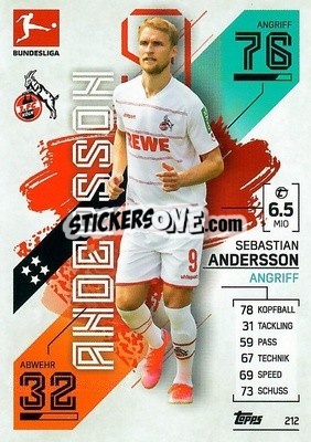 Sticker Sebastian Andersson - German Fussball Bundesliga 2021-2022. Match Attax - Topps
