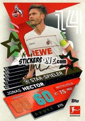 Sticker Jonas Hector - German Fussball Bundesliga 2021-2022. Match Attax - Topps