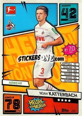 Cromo Noah Katterbach - German Fussball Bundesliga 2021-2022. Match Attax - Topps
