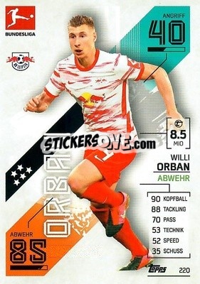 Sticker Willi Orban - German Fussball Bundesliga 2021-2022. Match Attax - Topps