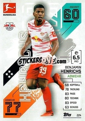 Sticker Benjamin Henrichs - German Fussball Bundesliga 2021-2022. Match Attax - Topps