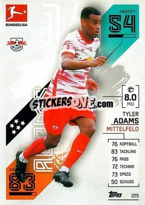 Sticker Tyler Adams - German Fussball Bundesliga 2021-2022. Match Attax - Topps