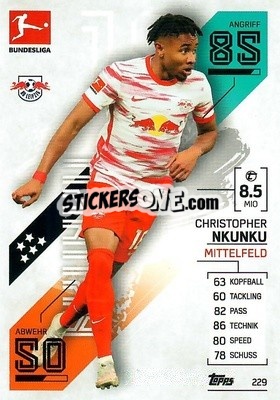 Sticker Christopher Nkunku - German Fussball Bundesliga 2021-2022. Match Attax - Topps