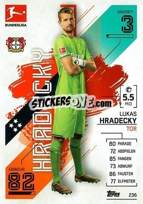 Sticker Luk釟 Hr醖ecký - German Fussball Bundesliga 2021-2022. Match Attax - Topps