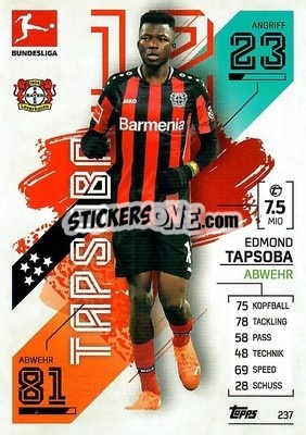 Figurina Edmond Tapsoba - German Fussball Bundesliga 2021-2022. Match Attax - Topps