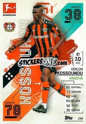 Sticker Odilon Kossounou - German Fussball Bundesliga 2021-2022. Match Attax - Topps