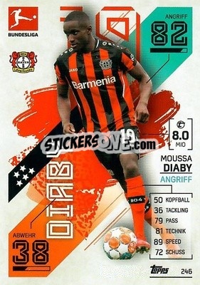 Sticker Moussa Diaby - German Fussball Bundesliga 2021-2022. Match Attax - Topps