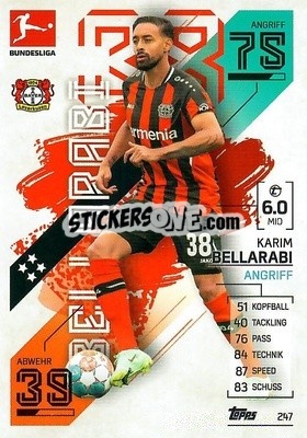 Sticker Karim Bellarabi - German Fussball Bundesliga 2021-2022. Match Attax - Topps