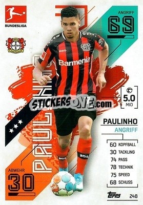 Sticker Paulinho - German Fussball Bundesliga 2021-2022. Match Attax - Topps