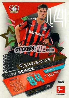 Sticker Patrik Schick - German Fussball Bundesliga 2021-2022. Match Attax - Topps