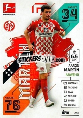 Cromo Aar髇 Mart韓 - German Fussball Bundesliga 2021-2022. Match Attax - Topps