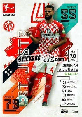 Cromo Jeremiah St. Juste - German Fussball Bundesliga 2021-2022. Match Attax - Topps