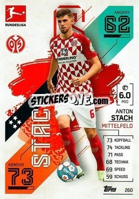 Sticker Anton Stach - German Fussball Bundesliga 2021-2022. Match Attax - Topps