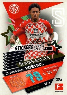 Sticker Jean-Paul Boetius - German Fussball Bundesliga 2021-2022. Match Attax - Topps