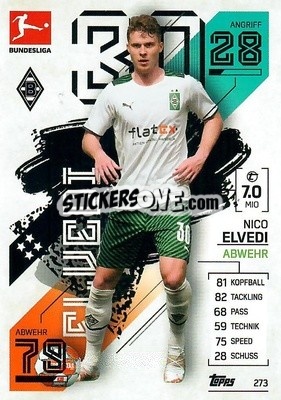 Sticker Nico Elvedi - German Fussball Bundesliga 2021-2022. Match Attax - Topps