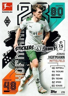 Sticker Jonas Hofmann - German Fussball Bundesliga 2021-2022. Match Attax - Topps
