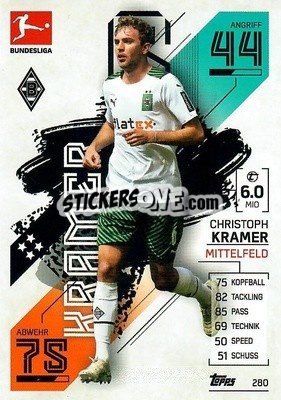 Sticker Christoph Kramer - German Fussball Bundesliga 2021-2022. Match Attax - Topps