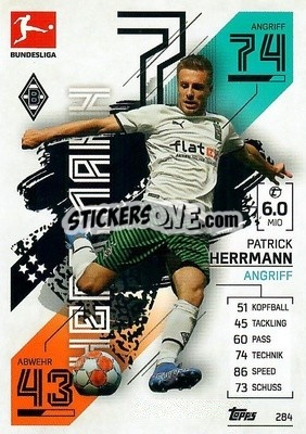 Sticker Patrick Herrmann - German Fussball Bundesliga 2021-2022. Match Attax - Topps