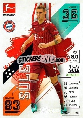 Sticker Niklas S黮e - German Fussball Bundesliga 2021-2022. Match Attax - Topps