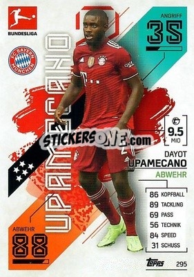 Sticker Dayot Upamecano - German Fussball Bundesliga 2021-2022. Match Attax - Topps