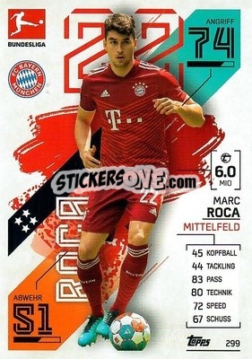 Sticker Marc Roca - German Fussball Bundesliga 2021-2022. Match Attax - Topps