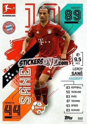 Sticker Leroy Sanè - German Fussball Bundesliga 2021-2022. Match Attax - Topps
