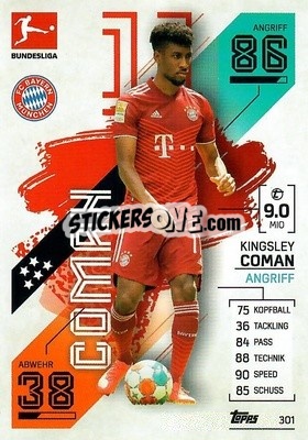 Sticker Kingsley Coman - German Fussball Bundesliga 2021-2022. Match Attax - Topps