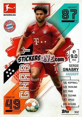 Cromo Serge Gnabry - German Fussball Bundesliga 2021-2022. Match Attax - Topps