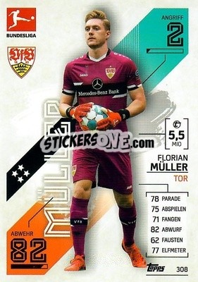 Sticker Florian M黮ler - German Fussball Bundesliga 2021-2022. Match Attax - Topps