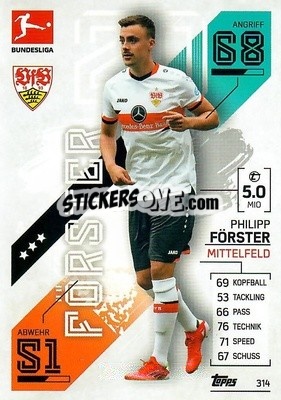 Figurina Philipp F鰎ster - German Fussball Bundesliga 2021-2022. Match Attax - Topps