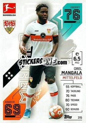 Sticker Orel Mangala - German Fussball Bundesliga 2021-2022. Match Attax - Topps