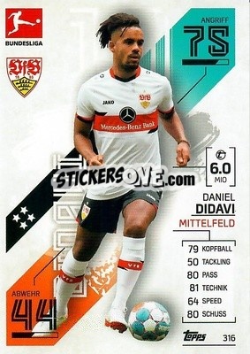 Sticker Daniel Didavi - German Fussball Bundesliga 2021-2022. Match Attax - Topps