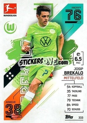 Sticker Josip Brekalo - German Fussball Bundesliga 2021-2022. Match Attax - Topps