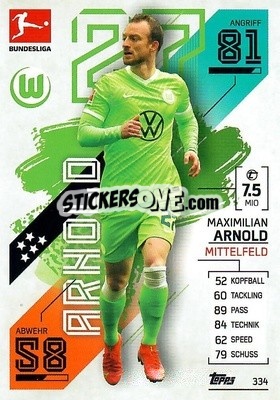 Figurina Maximilian Arnold - German Fussball Bundesliga 2021-2022. Match Attax - Topps