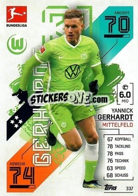 Sticker Yannick Gerhardt - German Fussball Bundesliga 2021-2022. Match Attax - Topps