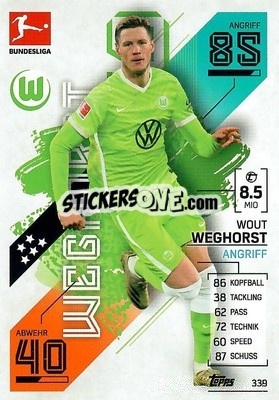 Sticker Wout Weghorst - German Fussball Bundesliga 2021-2022. Match Attax - Topps