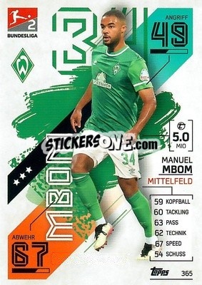 Sticker Jean-Manuel Mbom - German Fussball Bundesliga 2021-2022. Match Attax - Topps