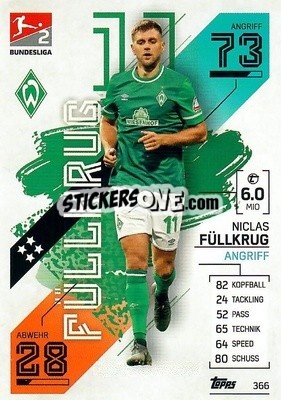 Sticker Niclas Füllkrug - German Fussball Bundesliga 2021-2022. Match Attax - Topps