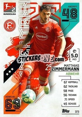 Sticker Matthias Zimmermann - German Fussball Bundesliga 2021-2022. Match Attax - Topps