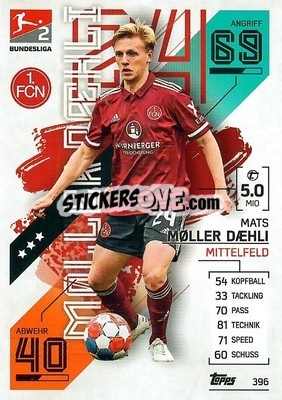 Cromo Mats Møller Dæhli - German Fussball Bundesliga 2021-2022. Match Attax - Topps