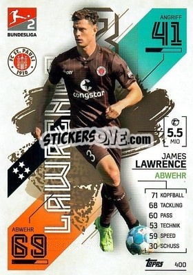 Cromo Jamie Lawrence - German Fussball Bundesliga 2021-2022. Match Attax - Topps