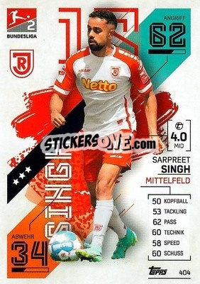 Cromo Sarpreet Singh - German Fussball Bundesliga 2021-2022. Match Attax - Topps