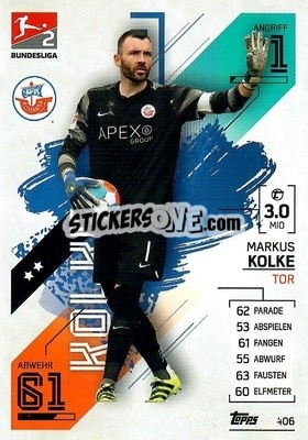 Sticker Markus Kolke - German Fussball Bundesliga 2021-2022. Match Attax - Topps