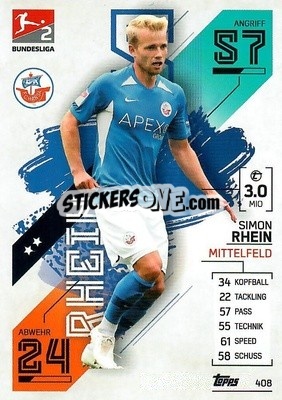 Sticker Simon Rhein - German Fussball Bundesliga 2021-2022. Match Attax - Topps