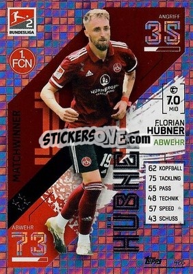 Cromo Florian H黚ner - German Fussball Bundesliga 2021-2022. Match Attax - Topps