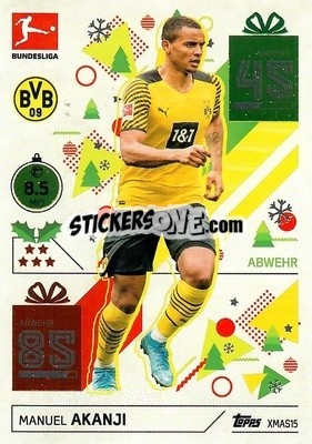 Sticker Manuel Akanji - German Fussball Bundesliga 2021-2022. Match Attax - Topps