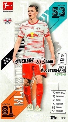 Sticker Lukas Klostermann - German Fussball Bundesliga 2021-2022. Match Attax - Topps