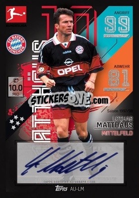 Sticker Lothar Matthaus - German Fussball Bundesliga 2021-2022. Match Attax - Topps