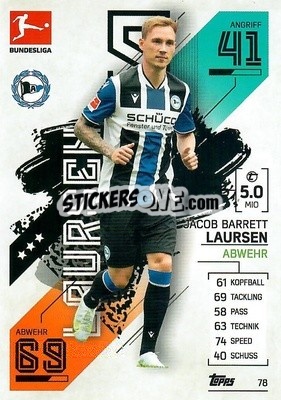 Figurina Jacob Barrett Laursen - German Fussball Bundesliga 2021-2022. Match Attax - Topps